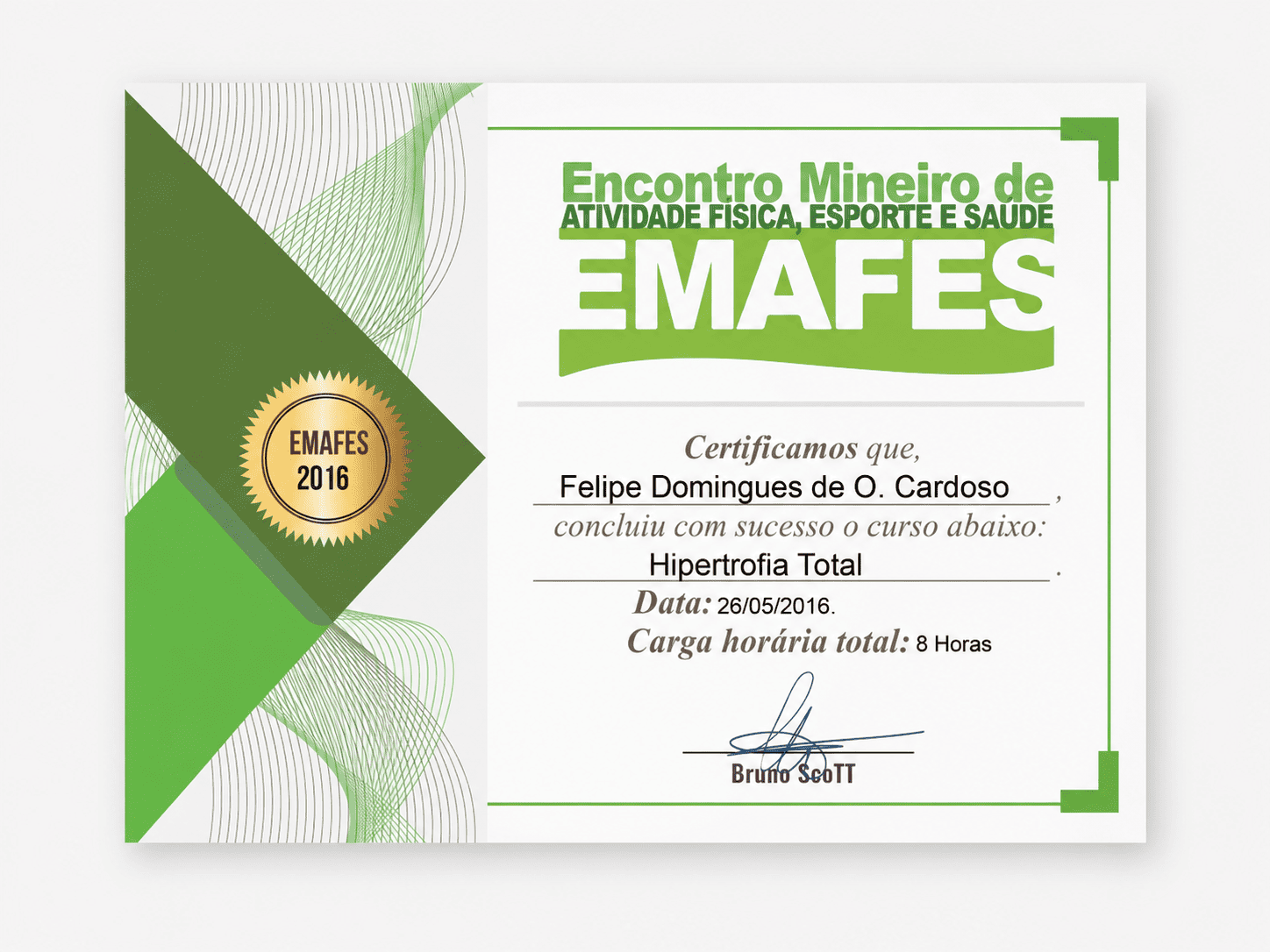 Certificado: Hipertrofia Total